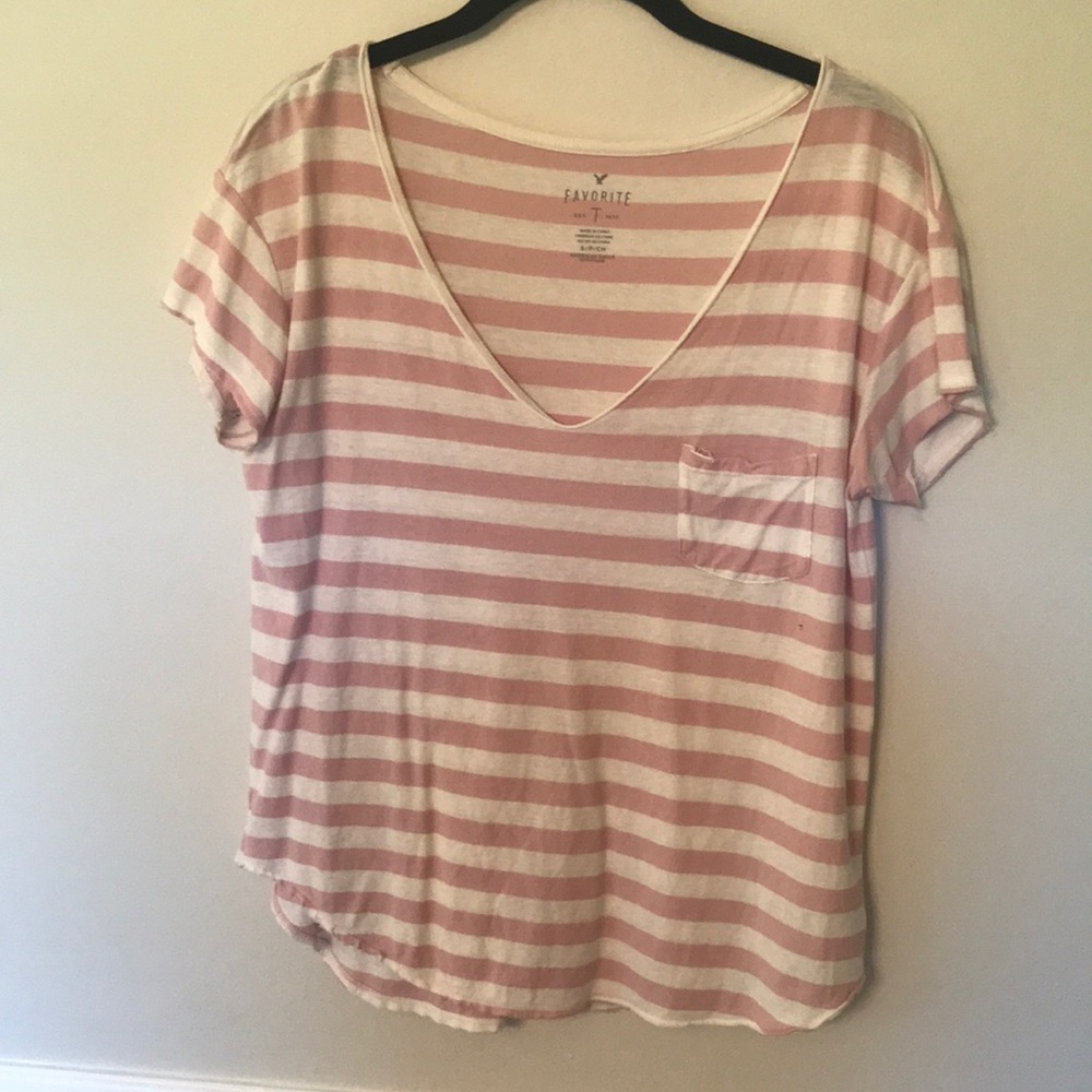 White and pink AE short sleeve shirt